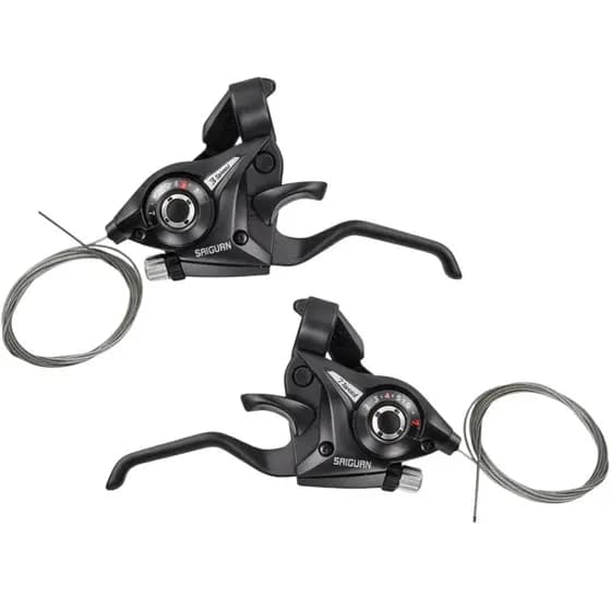 Par Trocador Passador Alavanca de Marchas Rapid Fire Saiguan Alumínio 3x7 21v para Bike e Bicicleta