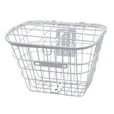 Cesta Cestinha de Bicicleta Com Tampa Aço Reforçado 33X24X26 Branca Revestido Kit Completo Onmoove