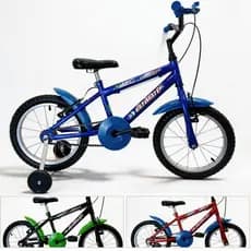 Bicicleta Infantil 4 a 6 anos aro 16 MTB com Rodinhas Cestinha e Paralamas Meninos