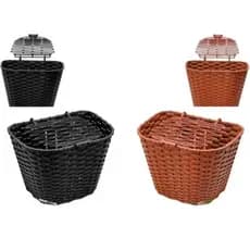 Cestinha Cesta Preto Marrom Modelo Retrô Antigo Grande com Tampa Bike Bicicleta Onmoove