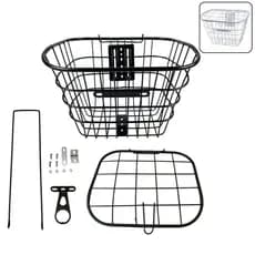 Cesta Cestinha de Bicicleta Com Tampa Aço Reforçado 33X24X26 Preto Branco Revestido Kit Completo Onmoove
