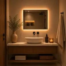 Espelho 90x70 Led Retangular Touch Dimmer 3 Cores De Parede Eclipse
