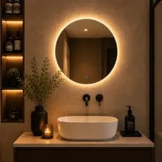Espelho Redondo Luxo Com Led Touch 60x60 Eclipse Para Parede