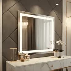 Espelho Grande 80x80 Quadrado com Led Touch 3 Cores 3000k 4000k 6500k Luxo Decorativo