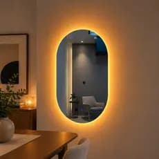 Espelho Led Oval Eclipse Touch Dimmer 3 Cores De Parede Varios Tamanhos - LuminaGlass