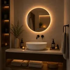 Espelho Redondo Led 50x50 Com Touch 3 Cores Decorativo Luxo Eclipse