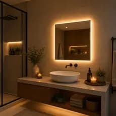 Espelho Quadrado 60x60 Eclipse 3mm Luxo Elegante Com Led Touch 3 Cores Dimerizador