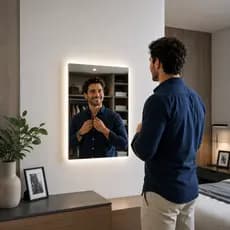 Espelho Retangular 70x50 C/ Led 3 Cores De Parede Eclipse