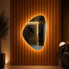 Espelho Nobre Eclipse 70 x 70cm Led Com Botão Touch Lapidado Luxo Quarto Banheiro Sala de Estar
