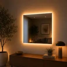 Espelho com LED Quadrado Luxo Eclipse Touch Moderno Decorativo 3 Cores Varios Tamanhos - LuminaGlass