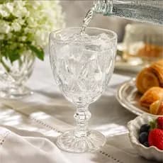 Jogo de Taças de Vidro Diamante 340ml com 6 Peças para Água Suco Design Luxo Transparente.