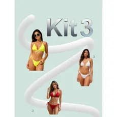 KIT 3 BIQUINIS CURTININHA DE AMARRAÇÃO\BIQUINI SLIM CURTININHA