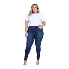 CALÇA JEANS SKINNY PLUS SIZE COM LYCRA MODELO LEVANTA BUMBUM CINTURA ALTA