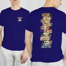 Camiseta Estampada Anime One Pirata Personagens Otaku Geek Chapéu de Palha Algodão Feminina e Masculina HT Co