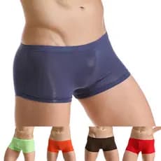 Boxer Casual Masculino Cueca Shorts Respirável Macio Cintura Baixa Transparente