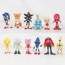 12Pcs/Set Jogo Sonic the Hedgehog Tails Knuckles Echidna Shadow Dr . Eggman Mecha Q Versão Figuras De Ação Em PVC Modelo