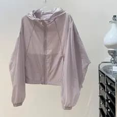 Roupa de Proteção Solar Respirável para Mulheres, Jaqueta Cardigã Fina, Corta-Vento Estilo Dopamina Doce com Capuz D8642