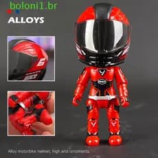 Boneco de Motociclista Simulado BOLONI, Capacete Flexível que se Transforma em Brinquedo de Motocicleta, Cool UI00