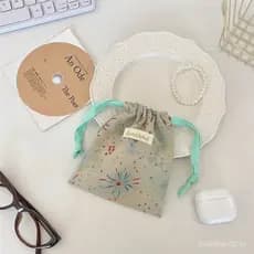 Bolsa com cordão estilo coreano com estampa de fogos de artifício em aquarela, bolsa portátil de poliéster para joias, f