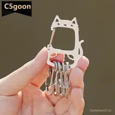 Chaveiro De Gato De Aço Inoxidável Ao Ar Livre Portátil Destacável Em Forma De S Fivela De Liberação Rápida Acess