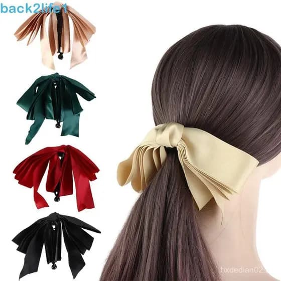 BACK2LIFE1 Grampo De Cabelo Para Meninas , Elegante , Fofo , Feminino , Acessórios , Laço , Cetim , Rabo De Cavalo Alto