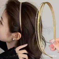 Tiara de liga metálica multicamadas – Acessório de cabelo simples e fino, tiara dourada lisa, adorno elegante.