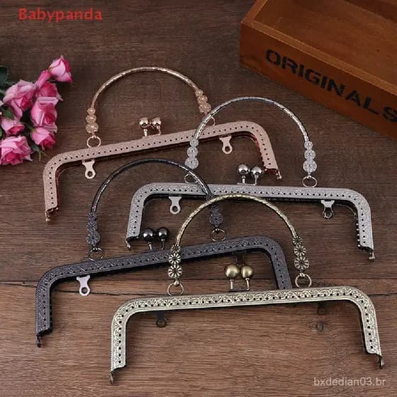 Bolsa De Prata Quadrada Metal Com Fecho De [Babypanda] Moldura Bolsas Para Beijar Sacos Fazer Bricolage Artesanato