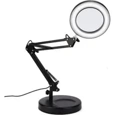 Luminária LED Lupa 8x com Ring Light de Mesa Articulável