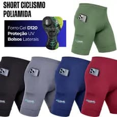 Bermuda Ciclismo Masculino Poliamida Short Forro Gel 3 Camadas Espuma Bike Pedal Ciclista Profissional Alta Performance