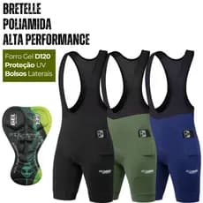 Bretelle de Ciclismo Maculino Bermuda Forro Gel D120 3 Camadas Alta Performance Bike Pedal Mtb Poliamida UV