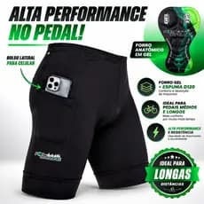 Bermuda Ciclismo Masculino Poliéster Alta Performance Short Forro Gel 3 Camadas Espuma Bike Pedal Ciclista Profissional