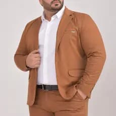 Blazer Plus Size Slim de Sarja Alfaiataria Premium Paletó Esporte Fino Masculino Elastano Casual Elegante 2 Botões