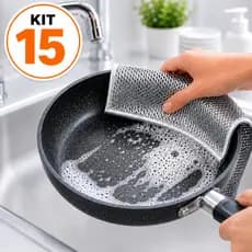 Kit 15 Pano De Limpeza Multiuso De Arame Metálico Malha Não Oleosa Fogão anela Prato Cozinha E Pia