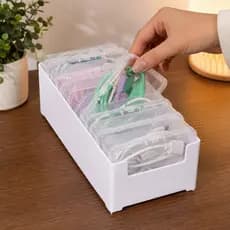 Kit De Caixa Organizadora De Plástico Com 7 Caixas Transparentes Para Armazenamento De Cabos