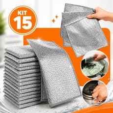 Kit 15 Pano De Limpeza De Arame Metálico Multiuso Malha Não Oleosa Fogão Cozinha Prato Panela E Pia