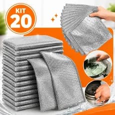 Kit 20 Pano De Limpeza Multiuso De Arame Metálico Malha Não Oleosa Fogão Panela Prato Cozinha E Pia