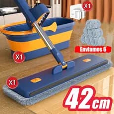 Conjunto Profissional Mop Dobrável Microfibra com Balde e Rodo S10
