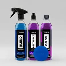 Kit Lavagem Vonixx V-Floc + Restaurax + Blend Spray 500ml + Aplicador Espuma Estética Automotiva
