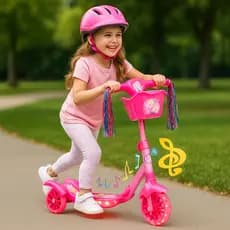 Patinete infantil 3 rodinhas Azul ou Rosa com luzes LED e Som meninos meninas