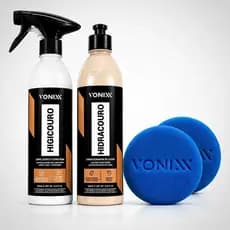 Kit Vonixx Limpeza Hidratação de Couro Higicouro + Hidracouro 500ml + Aplicadores Vonixx