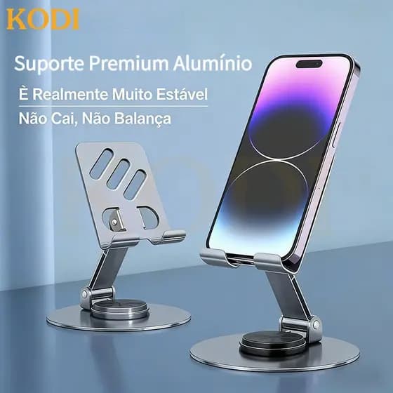 Suporte Premium Alumínio 360° para Celular e Tablet - Dobrável e Antiderrapante-V8