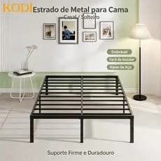 Estrado De Metal Para Cama De Casal /Cama de Solteiro, Fácil De Instalar e Dobrável Com Suportes De Ripas De Aço-O17