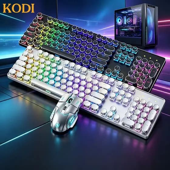 KIT Teclado 100% mecânico Punk Esports Led+ mouse para jogos Um item obrigatório para os jogadores -H7