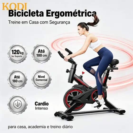 Bicicleta Ergométrica Spinning Profissional para Academia e Fitness - Resistência Ajustável Suporta 120kg-V3