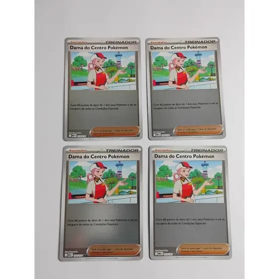 Kit 4 Dama do Centro Pokémon 123/132 Reverse Foil NM Megaevolução (2025) Pokémon Estampas Ilustradas TCG Trading Card