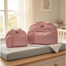 Kit Bolsas Maternidade 2 peças com bordado Rosa Saída Maternidade Menina