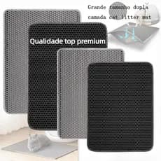 Tapete de Areia para Gato 78x62cm EVA Silicone Dupla Camada Impermeável Lavável Fácil Limpar Compatível Caixa de Areia