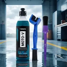KIT SHAMPOO PARA MOTO LIMPEZA PESADA BARRO ÓLEO E GRAXA VONIXX + ESCOVA LIMPA CORRENTE + PINCEL DETALHAMENTO