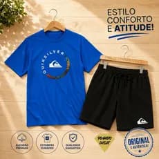 Kit Camiseta e Short Quiksilver Masculino Tectel Qualidade Superior Onda Color