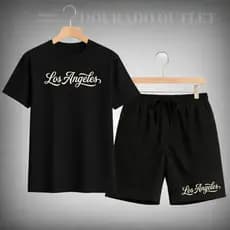 Camiseta Los Angeles + Short Tectel Masculino Estiloso Confortável